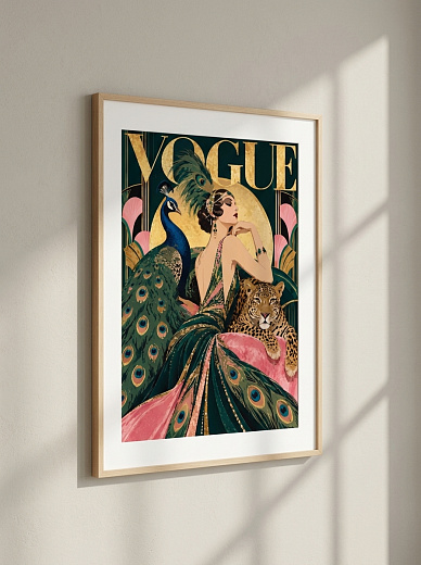 картинка Постер на стену Vogue — девушка с павлином от магазина Одежда+