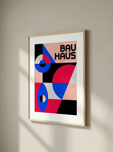 картинка Постер на стену Bauhaus в красном и синем от магазина Одежда+