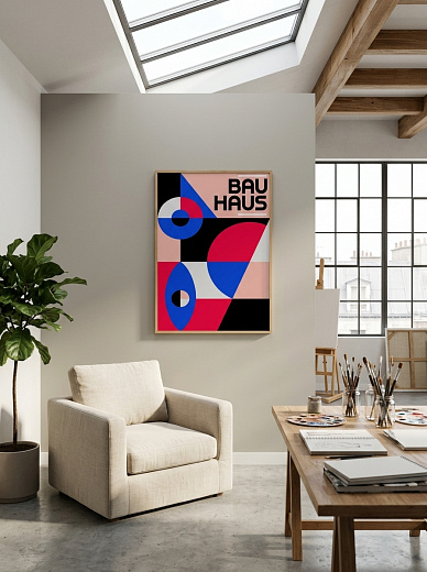 картинка Постер на стену Bauhaus в красном и синем от магазина Одежда+