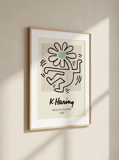 картинка Постер на стену K. Haring — танцующий цветок от магазина Одежда+