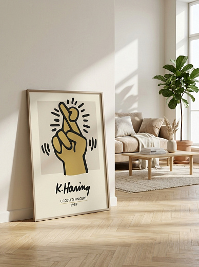 "Постер на стену K. Haring — скрещённые пальцы" от CKR Marketing