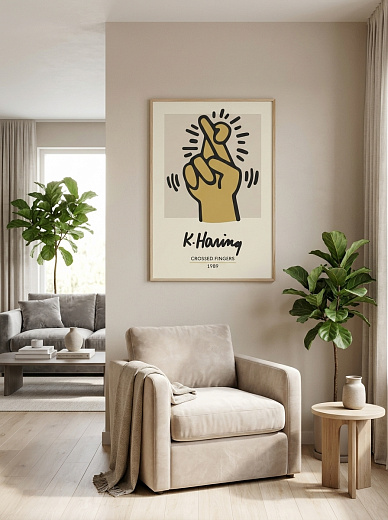 "Постер на стену K. Haring — скрещённые пальцы" от CKR Marketing