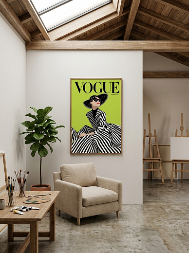 картинка Постер на стену Vogue — полосатое платье от магазина Одежда+