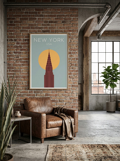 "Постер на стену New York и жёлтое солнце" от CKR Marketing