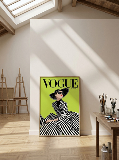картинка Постер на стену Vogue — полосатое платье от магазина Одежда+