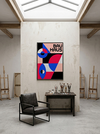 картинка Постер на стену Bauhaus в красном и синем от магазина Одежда+
