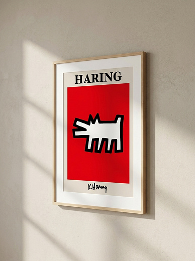 "Постер на стену Haring — белая собака" от CKR Marketing