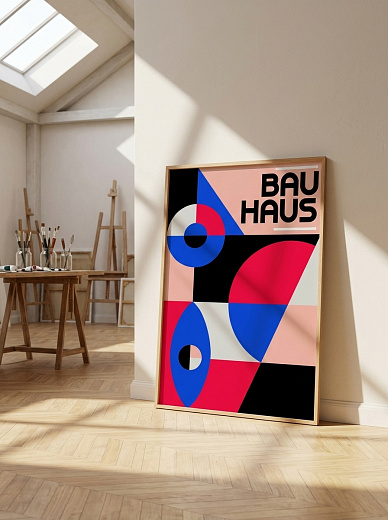 картинка Постер на стену Bauhaus в красном и синем от магазина Одежда+