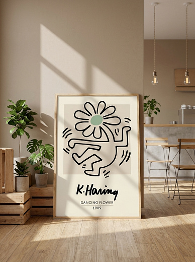 картинка Постер на стену K. Haring — танцующий цветок от магазина Одежда+
