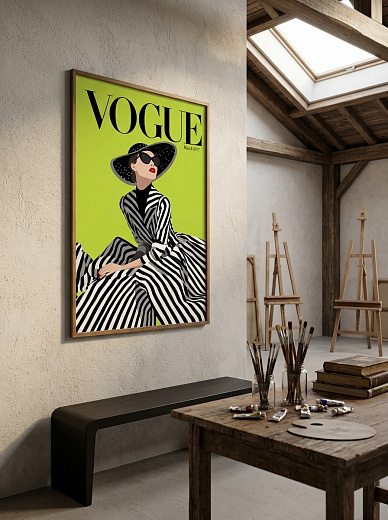 картинка Постер на стену Vogue — полосатое платье от магазина Одежда+