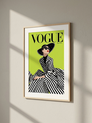 картинка Постер на стену Vogue — полосатое платье от магазина Одежда+