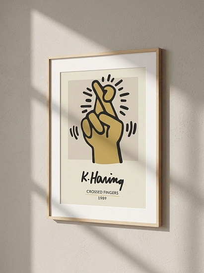 Постер на стену K. Haring — скрещённые пальцы