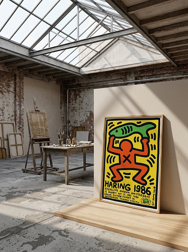 картинка Постер на стену Haring 1986 — человек с рыбой от магазина Одежда+