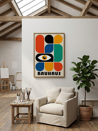 картинка Постер на стену Bauhaus с жёлтым глазом от магазина Одежда+