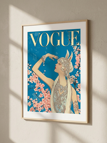 Постер на стену Vogue — девушка среди цветущих ветвей