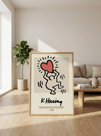 картинка Постер на стену K. Haring — танцующий человек с сердцем от магазина Одежда+