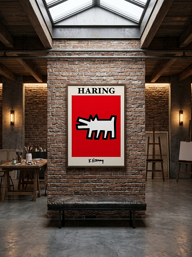 "Постер на стену Haring — белая собака" от CKR Marketing