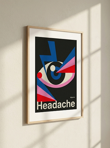 картинка Постер на стену Headache — глаз и лучи от магазина Одежда+