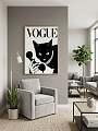 картинка Постер на стену Vogue — чёрный кот с телефоном от магазина Одежда+